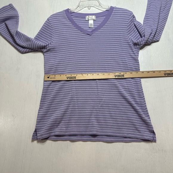 Vintage Oscar de la Renta Lavender Lounge Pajama Set L 2pc Top Pants Y2K Soft - Picture 8 of 11